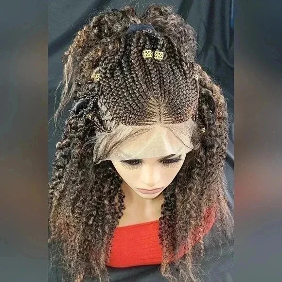 Braided wigs  100% handmade, short afro wig, stunning , colored wig, box… - Picture 15 of 17